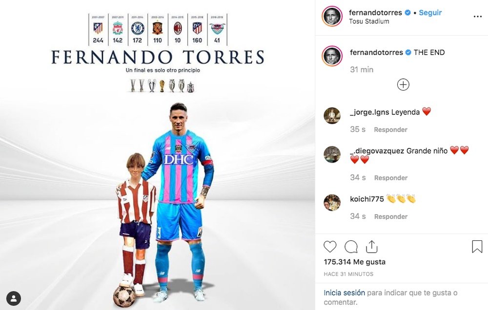 Torres dijo adiós. Instagram/FernandoTorres