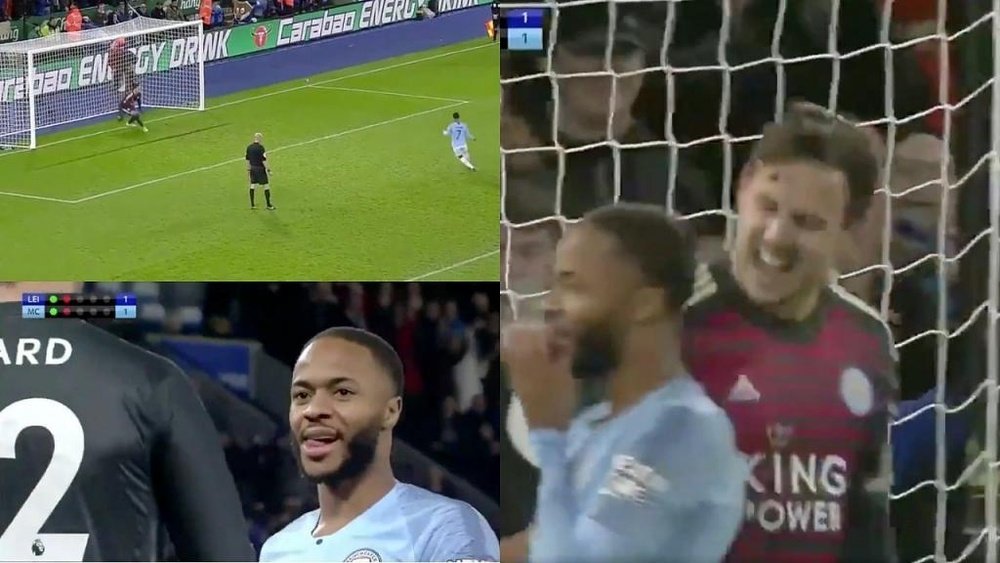 Sterling hizo una frivolidad y el portero del Leicester se burló de él. Captura