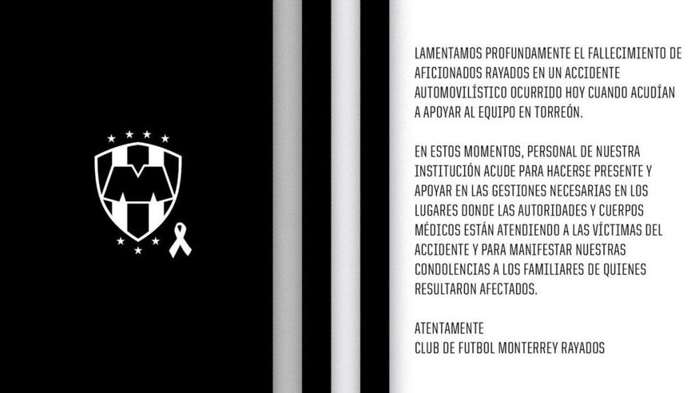 Monterrey se solidarizó con los aficionados y las víctimas. Monterrey