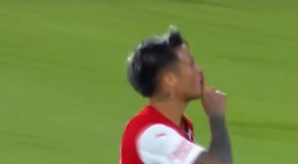 Domingo Blanco festejó de forma polémica su gol. Captura/TyCSports