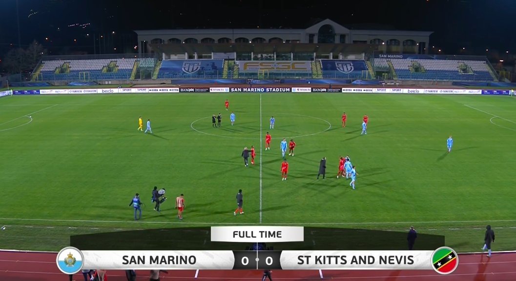 A má fase de San Marino parece não ter fim. Desta vez, a micronação não passou de um empate sem gols contra São Cristóvão e Neves.