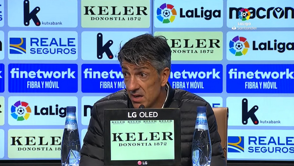 Imanol no quiso dar mayor importancia al liderato. YouTube/LaLiga