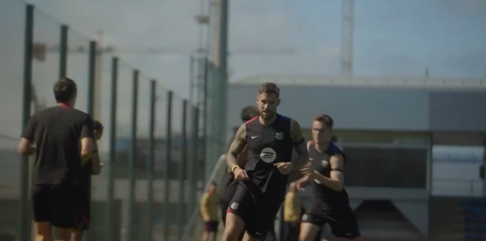 Inigo Martínez trained normally with his teammates on Monday. Screenshot/esport3