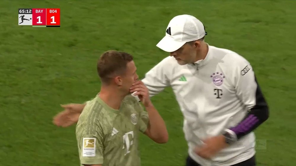 Kimmich se marchó enfadado con Tuchel tras el cambio. Captura/MovistarLigadeCampeones