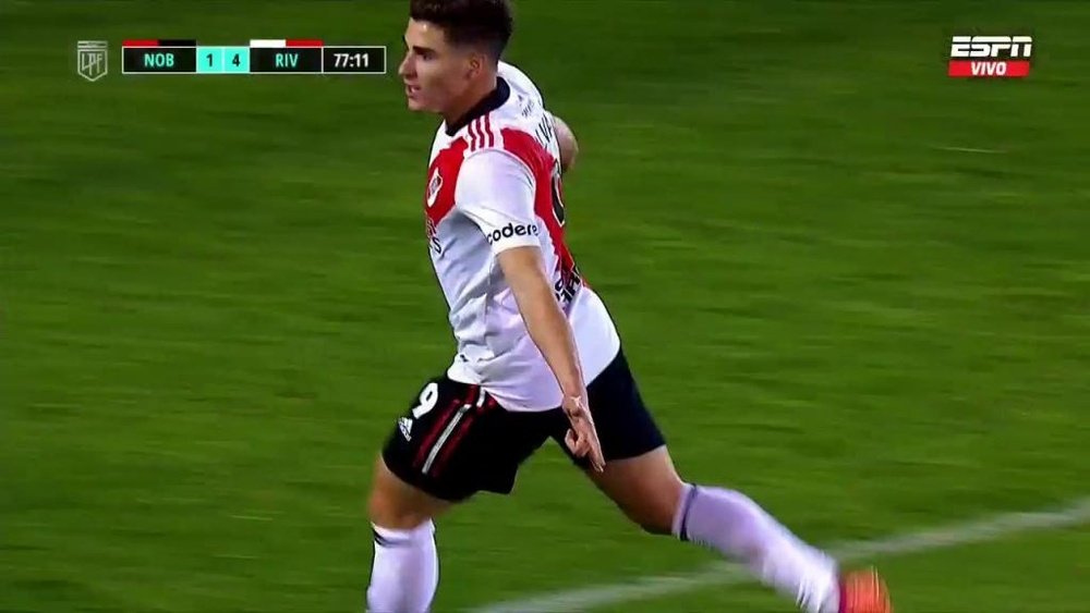 Partidazo de Julián Álvarez. Captura/ESPN