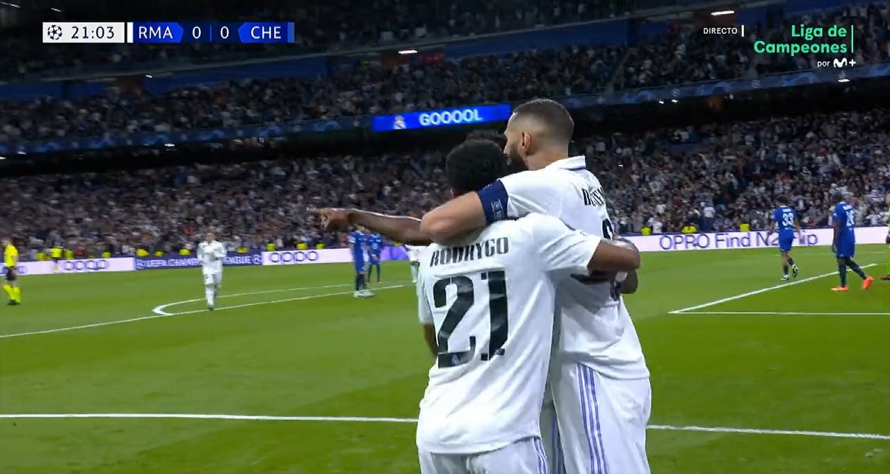 Benzema gave his side the lead in the 21st minute. Screenshot/Movistar