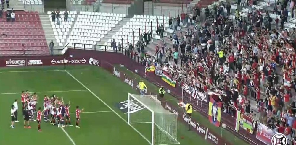 La SD Logroñés se llevó el derbi riojano. Captura/Footters