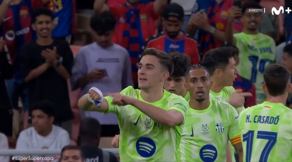 Gavi volvió a marcar con el Barça. Captura/Movistar+