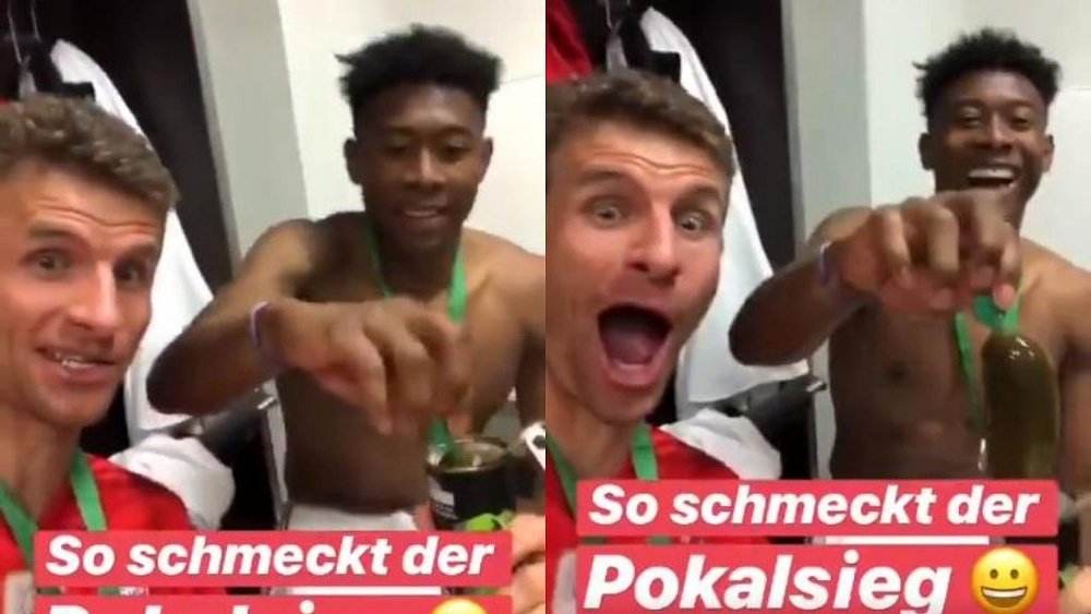 La celebración más 'random' de Müller y Alaba. Instagram/esmuellert