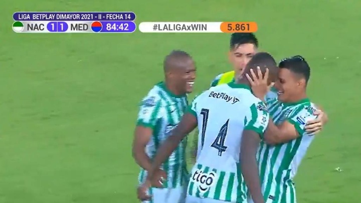 Nacional y DIM empataron a uno. Captura/WinSports
