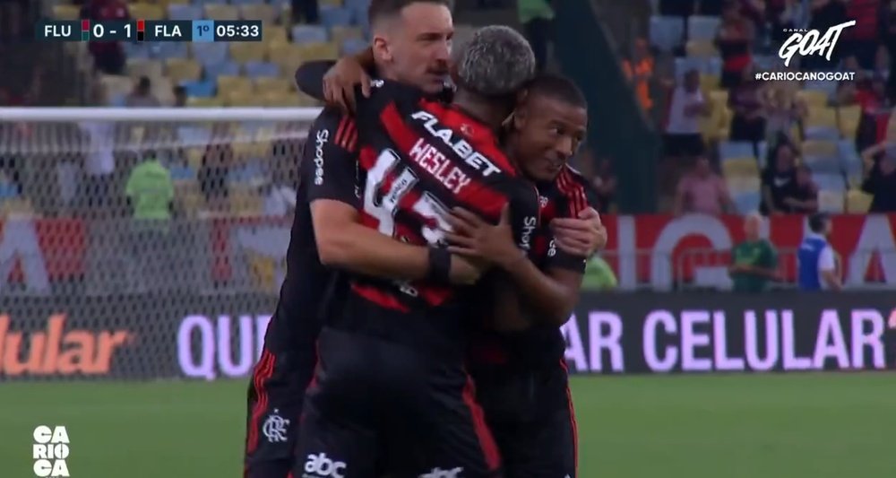 Flamengo se llevó la primera manga ante Fluminense. Captura/Canal GOAT