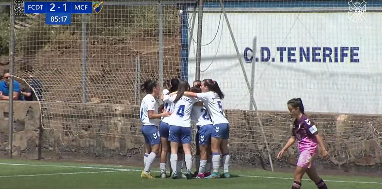 El Tenerife Femenino se impuso al Málaga Femenino en el tramo final. Captura/CDTenerife