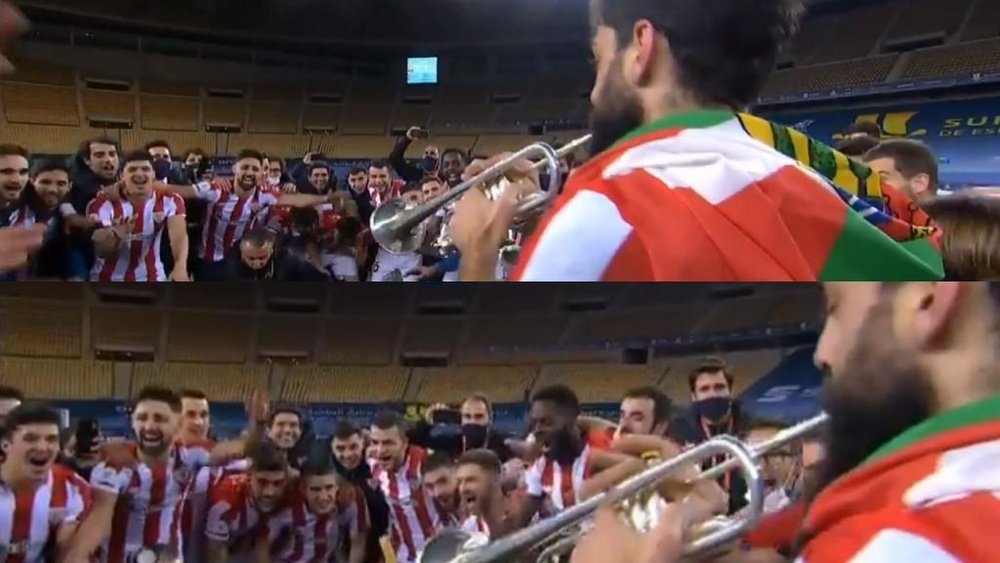 Villalibre pasó de héroe a rey de la fiesta: ¡volvió su trompeta! Captura/Movistar+
