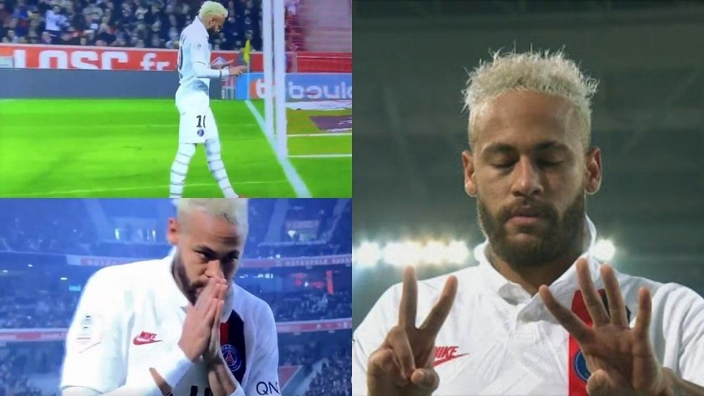 Neymar marcou um belo gol e passou uma mensagem através das câmeras. Captura/MovistarLigadeCampeones
