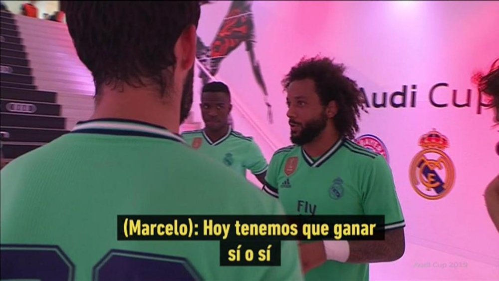 Marcelo actuó de capitán en el túnel. Captura/RealMadridTV