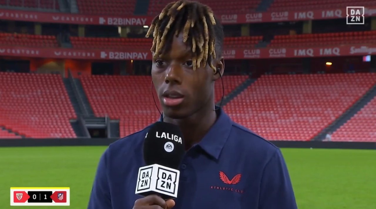 Nico Williams has left his future open in an interview. Screenshot/DAZN