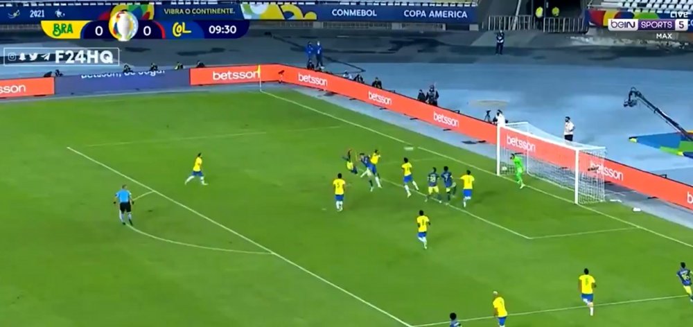 Luis Díaz anotó el primer gol del Brasil-Colombia. Captura/BeinSports