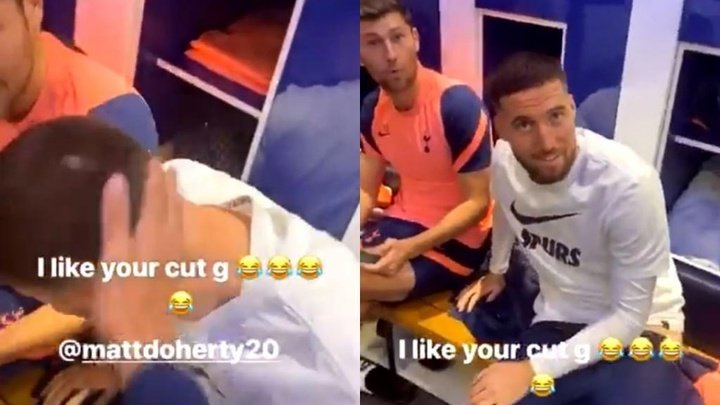 Dele Alli welcomes Doherty with a slap