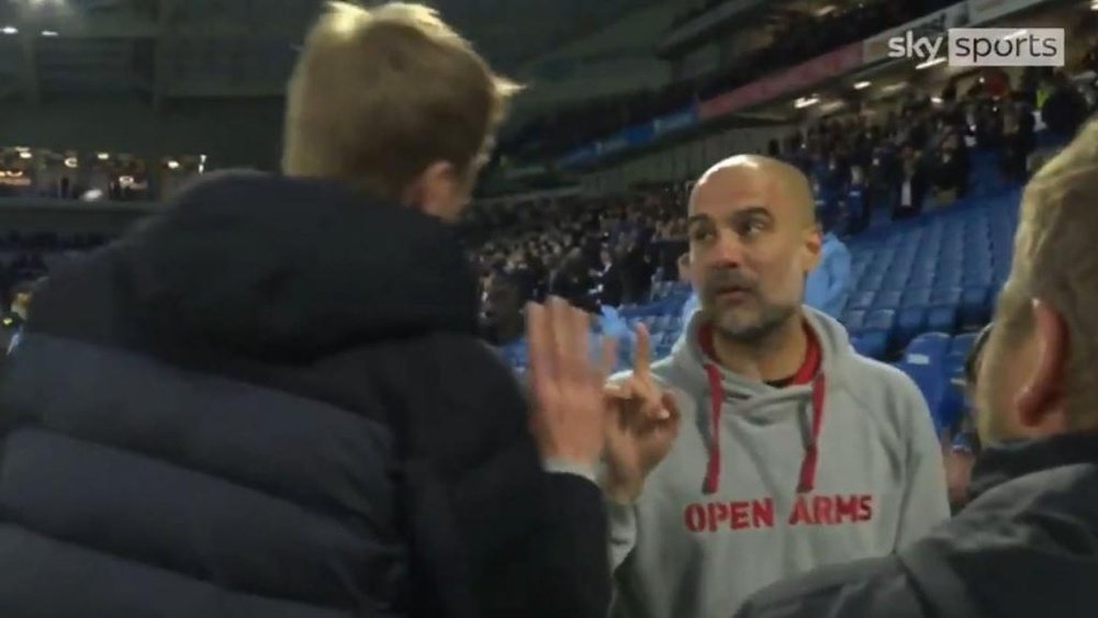 A Guardiola no le gustó la actitud de Potter. Captura/SkySports