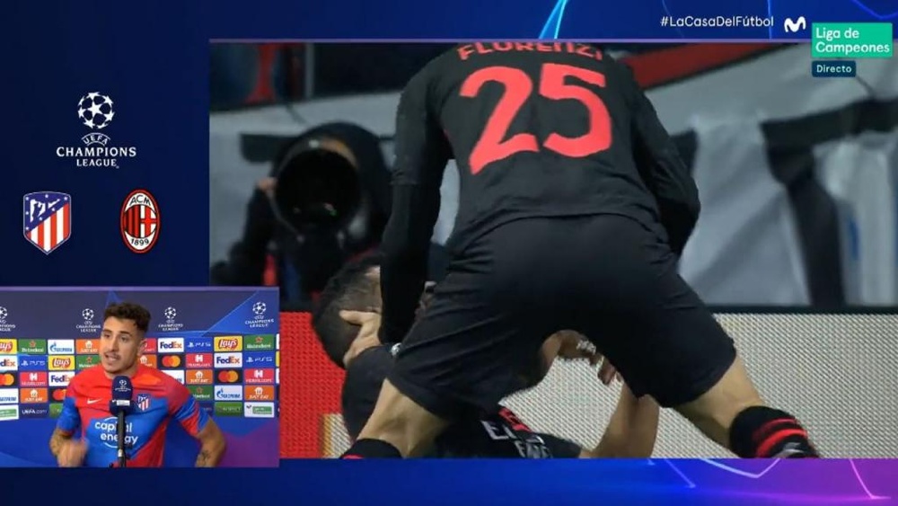 Giménez asumió su culpa en el gol que condenó al Atlético. Captura/MovistarLigadeCampeones