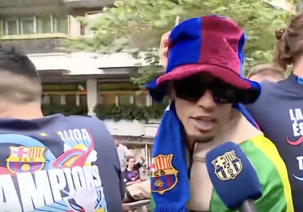 Raphinha is very pleased with his current situation at Barca. Screenshot/BarcaTV