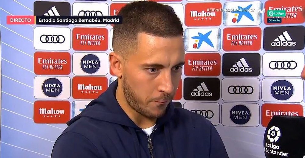 Hazard dejó sus sensaciones tras el Madrid-Celta. Captura/MovistarLaLiga