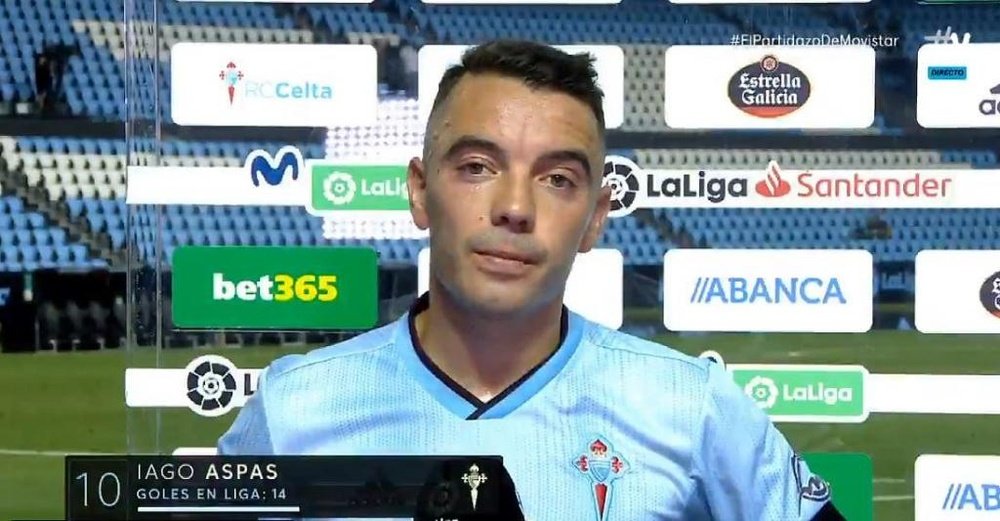Iago Aspas, crítico tras la derrota ante el Levante. Captura/Movistar+