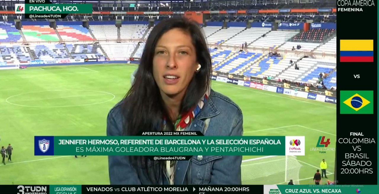 Jennifer Hermoso está deseando debutar con Pachuca. Captura/TUDN