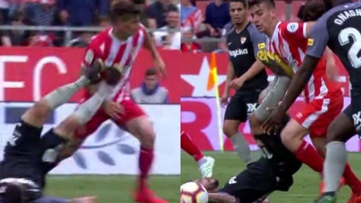 Banega had a rush of blood and kicked Pere Pons in the chest!