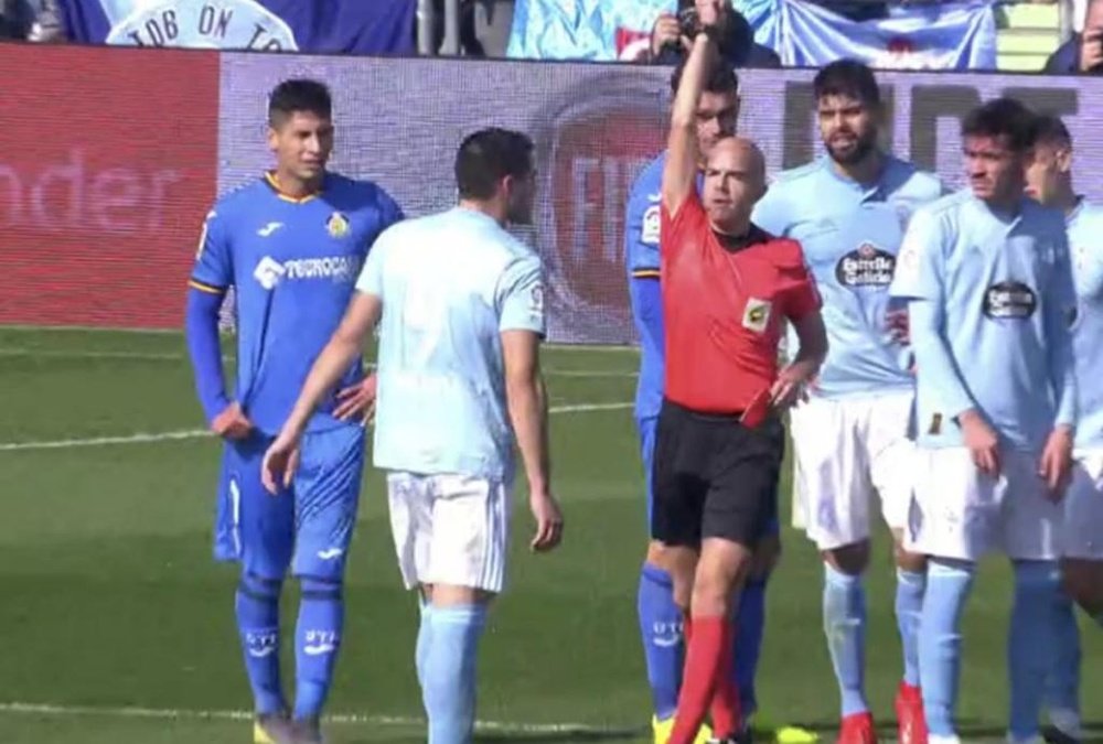 González Fuertes castigó al Celta en Getafe. Captura/beINSports