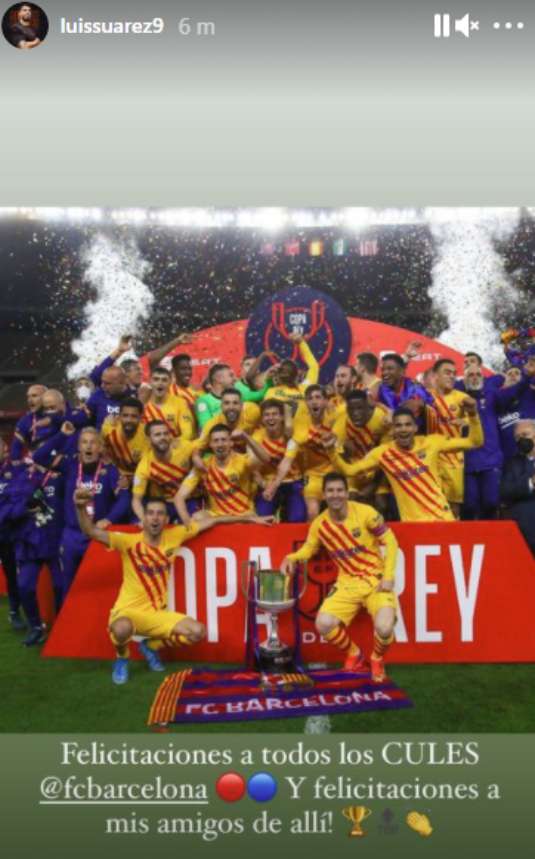 Felicitación de Luis Suárez al Barcelona