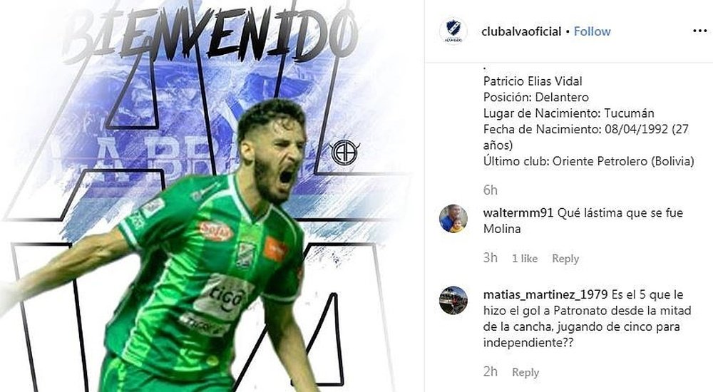 Vidal, ex de Independiente, se marcha a la B Nacional. Instagram/Alvarado