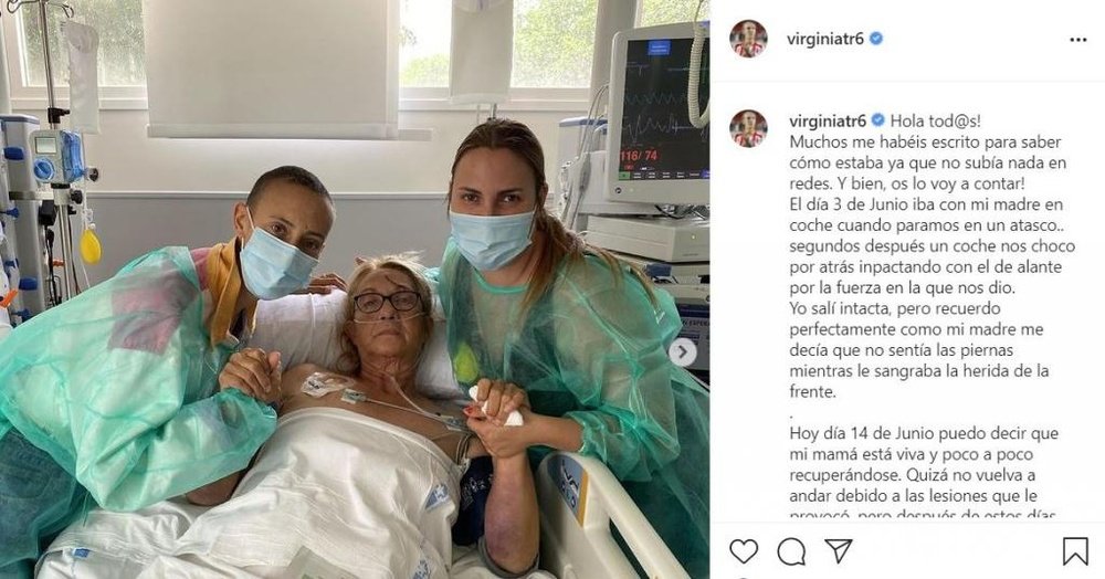 Virginia contó lo sucedido en Instagram. Instagram/virginiatr6