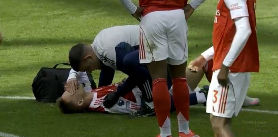 Odegaard's setback compounds Arsenal's injury crisis. Screenshot/DAZN