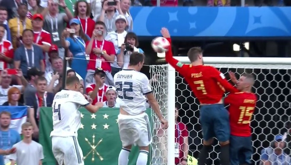Lance do pênalti marcado contra a Espanha. Captura/Telecinco