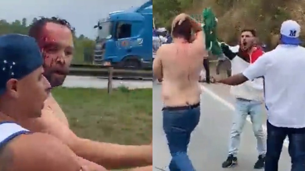 La pelea entre ultras dejó un saldo de cuatro heridos. Twitter/goleada_info