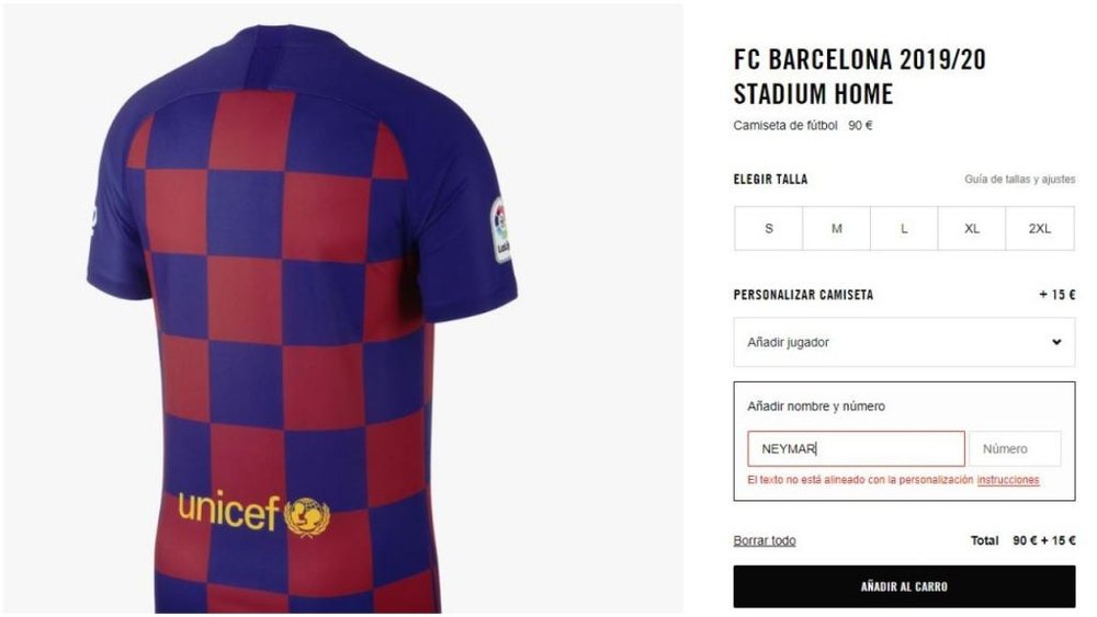 Puedes comprar la camiseta de Cristiano o Mbappé, pero no la de Neymar. Captura/Nike
