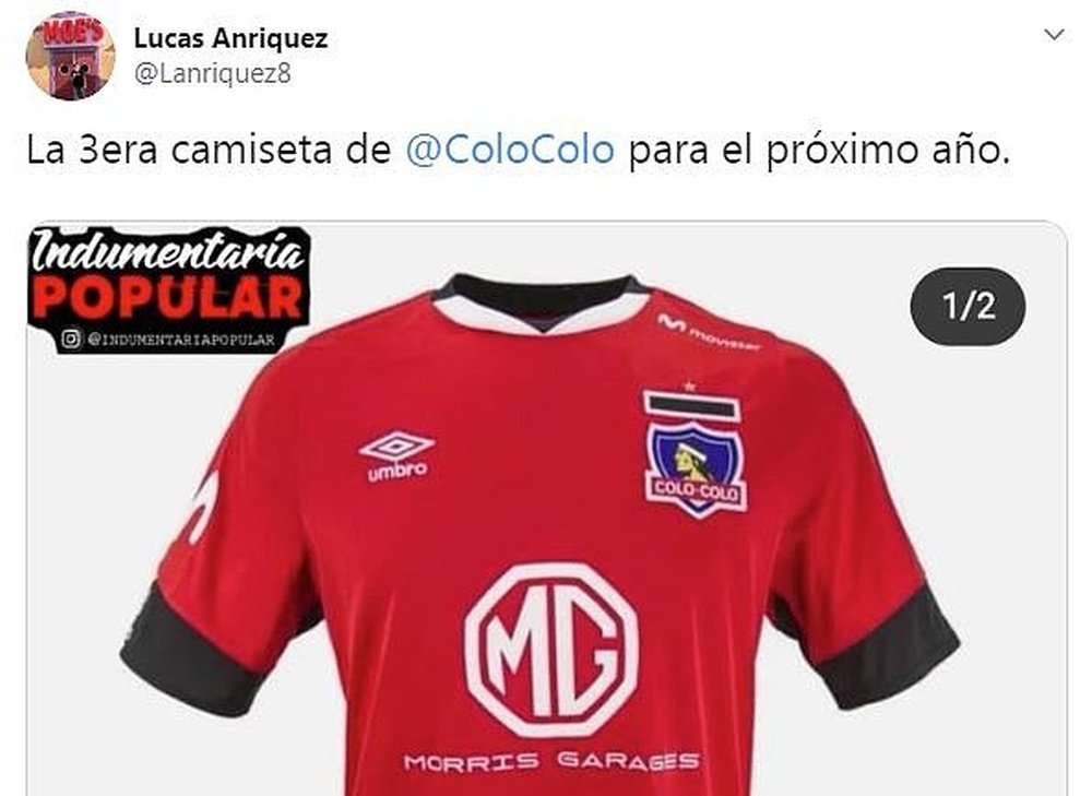 Filtran la tercera camiseta de Colo Colo de la 2020-21. Twitter/Lanriquez8