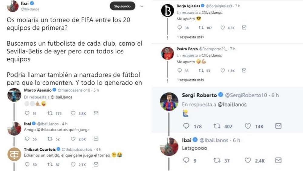 Un torneo de FIFA con los 20 clubes de Primera: Courtois, Sergi Roberto, Reguilón... Twitter/IbaiLla