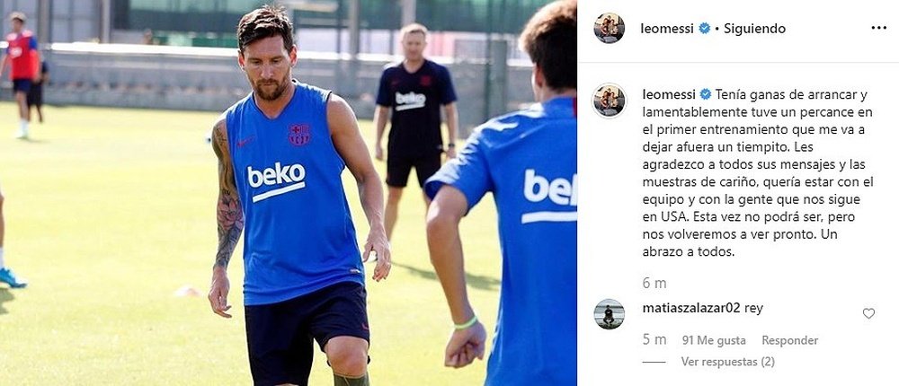 Messi desfalca o Barça nos EUA. Instagram/Captura/LeoMessi