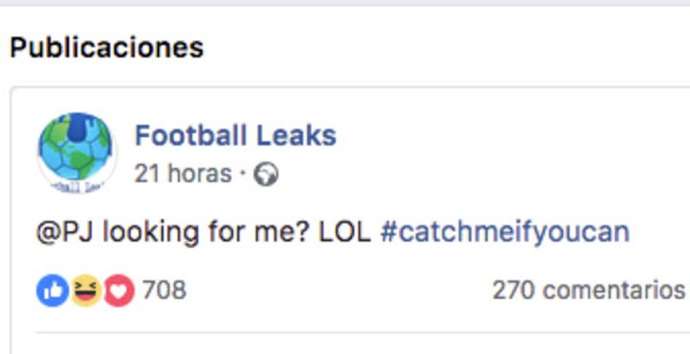 'Football Leaks' publicó un mensaje en Facebook. Football Leaks