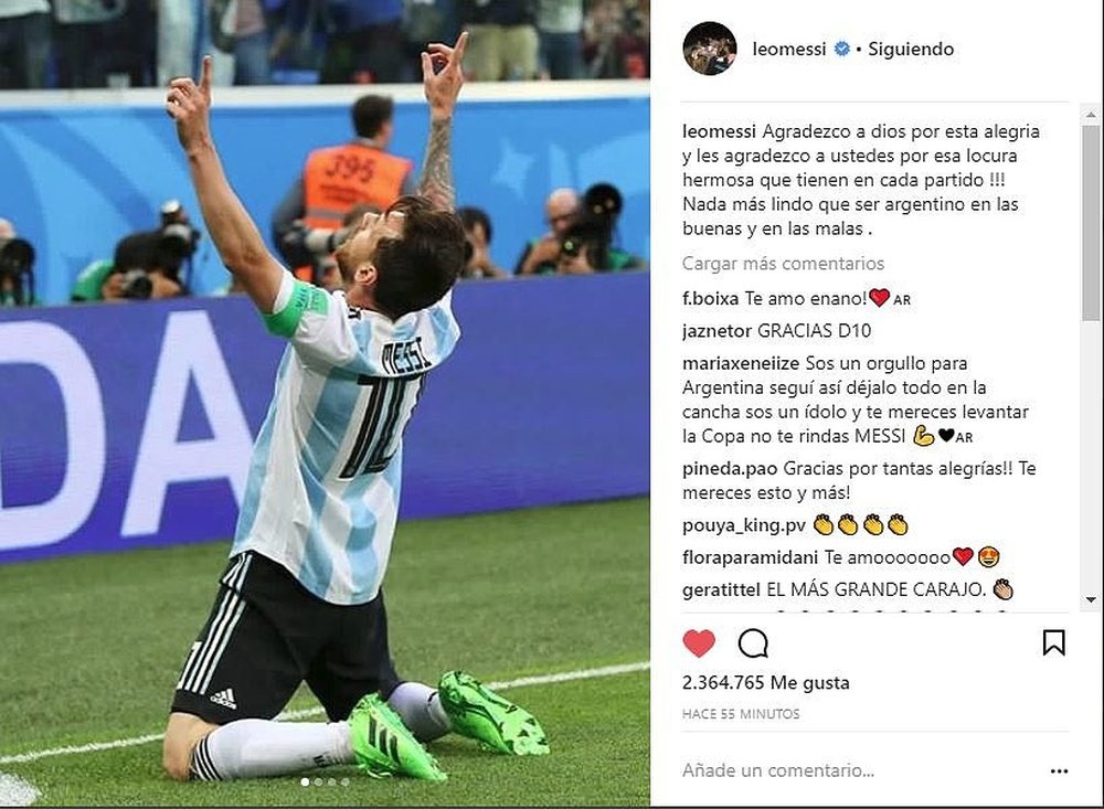 El argentino agradeció el apoyo a los suyos. LeoMessi