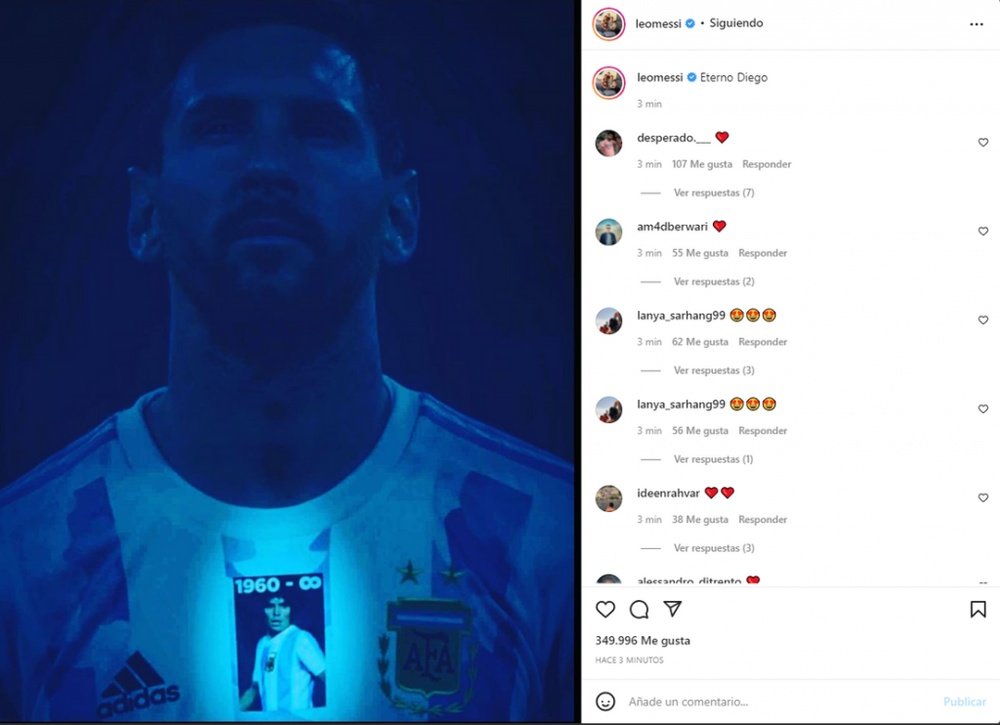 Messi recordó a Maradona en el aniversario de su muerte. Instagram/leomessi