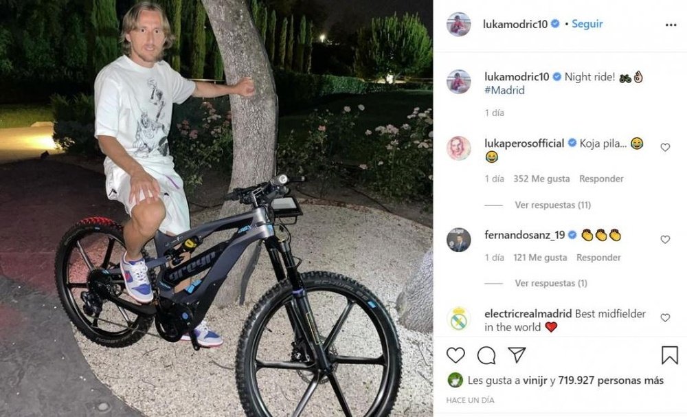 Modric e uma bicicleta bastante especial. Captura/Instagram/lukamodric10