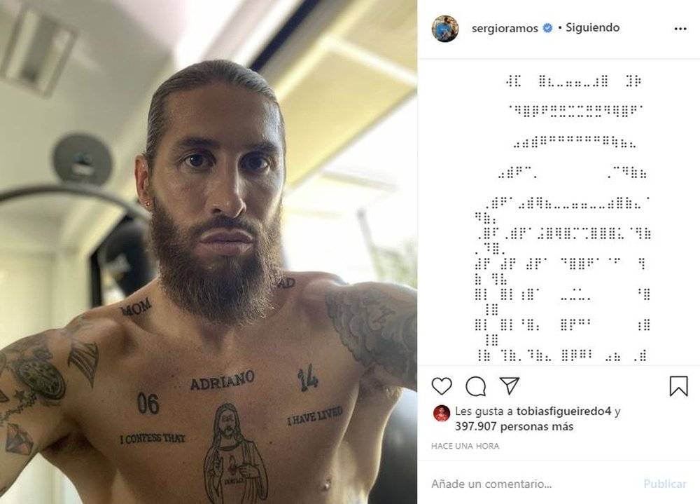 A nova tatuagem de Ramos homenageando seu quarto filho. Instagram/SergioRamos