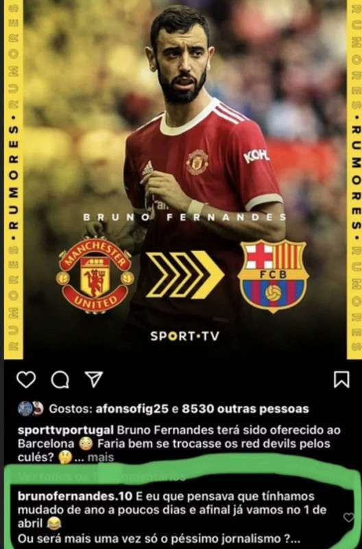 Bruno Fernandes niega contactos con el Barça
