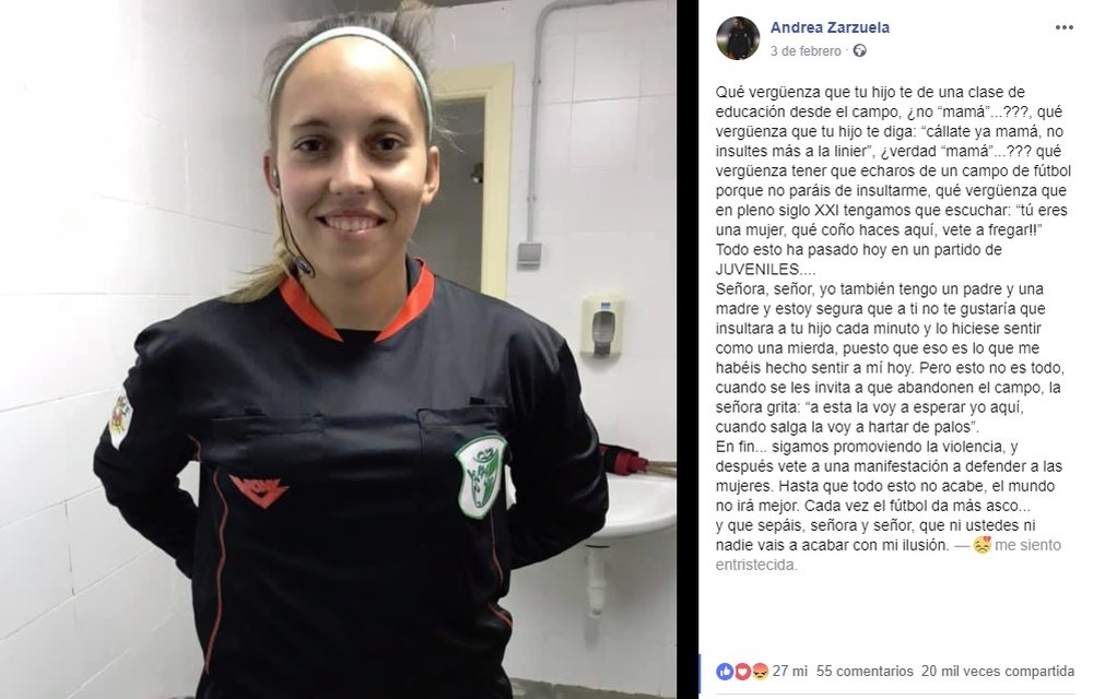 Recibió insultos por parte de una mujer. Facebook/AndreaZarzuela