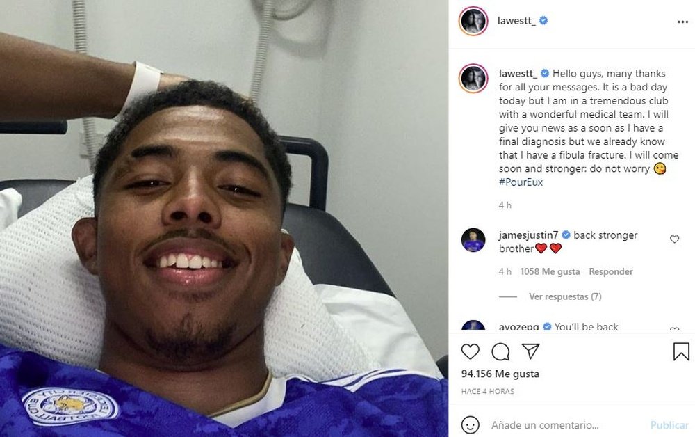 Fofana se pronunció en sus redes sociales tras la lesión. Instagram/lawestt_