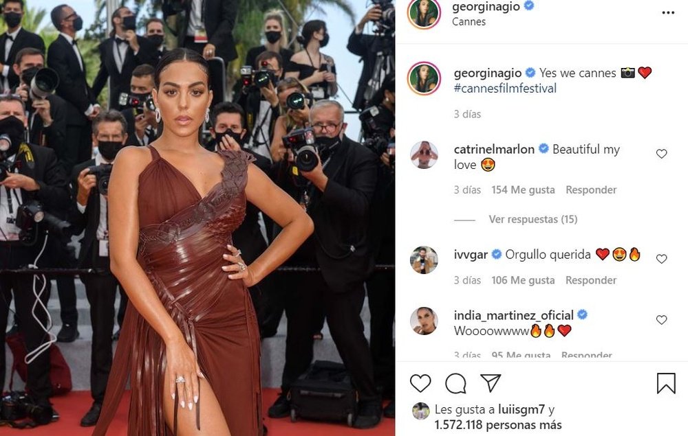 Georgina impactó mundialmente con su vestido. Instagram/georginagio