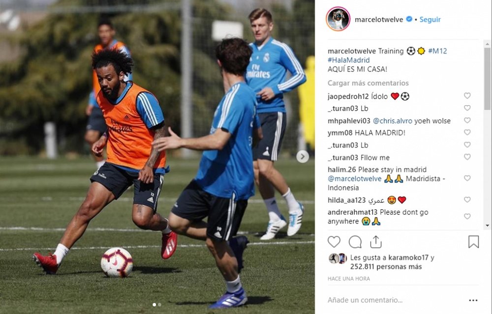 Marcelo mostrou o seu amor pelo Real. Instagram/MarceloTwelve